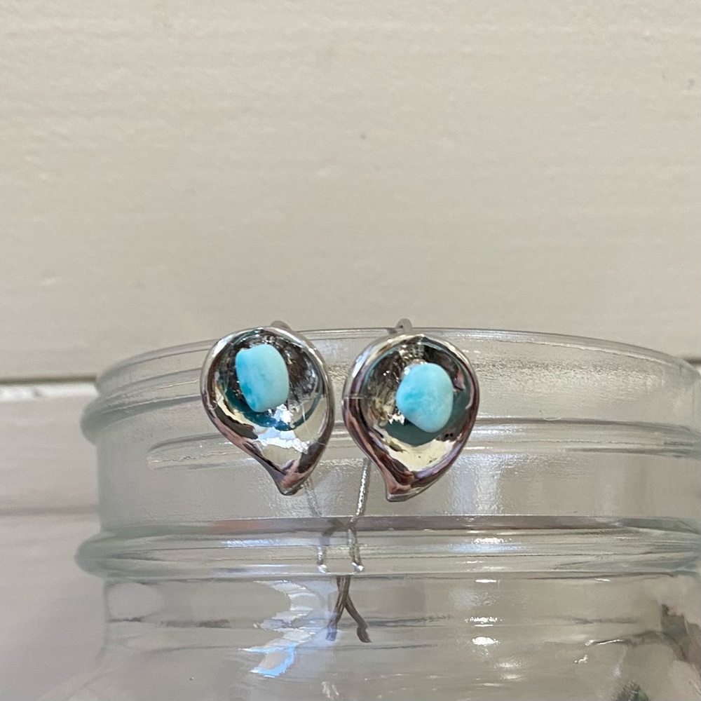 3/$40 Genuine Raw Sleeping Beauty Turquoise Silver Threader Earring Handcrafted